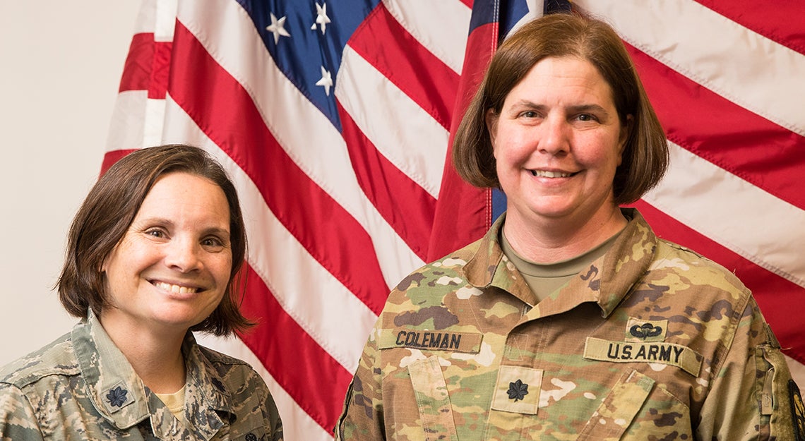 Lt. Col. April Wimmer, professor of aerospace studies and Lt. Col. Melissa Coleman, professor of military science.