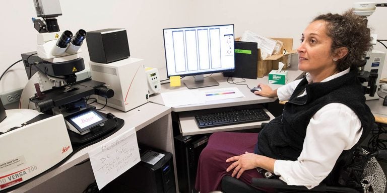 Research by Dr. Jitka Virag, an associate professor in the Department of Physiology at the Brody School of Medicine at ECU, has earned a spot in STAT Madness, a national bracket-style competition that is seeking the “best innovations in science and medicine.” (Photos by Cliff Hollis)