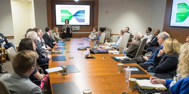 Officials from the American Medical Association visited ECU’s Brody School of Medicine on March 29, 2018. (Photos by Cliff Hollis)