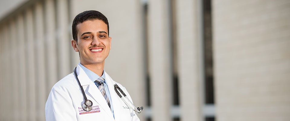 Taj Nasser, a second-year medical student at ECU’s Brody School of Medicine, received the Golden LEAF Scholarship for four years as an undergraduate at ECU. This scholarship helped solidify his decision to become a physician and practice medicine in eastern North Carolina. (Photos by Cliff Hollis)