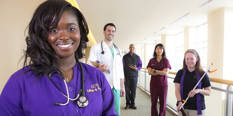 East Carolina University students seeking degrees in medicine, nursing and rehabilitation counseling are in some of the best graduate programs in the nation according to a new ranking by U.S. News & World Report. ECU has a total of 18 programs ranked in U.S. News’ 2017 Best Graduate Schools released March 16. (Photo by Mike Litwin)