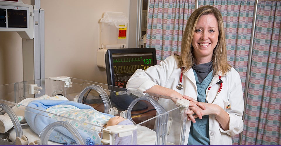 College of Nursing student Dr. Amy Jnah, a neonatal nurse practitioner, is among those benefiting from three new academic options intended to help more nurses earn PhDs. (Photo by Cliff Hollis)