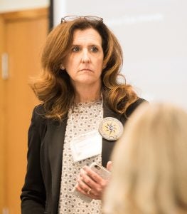 Dr. Sarah Williams, director of ECU’s STEPP program, presents during a College STAR workshop. (Photo by Cliff Hollis)