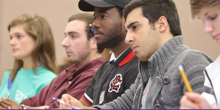 ECU students listen carefully to discussion of preparedness efforts during a panel discussion of Ebola and campus readiness. (Photos by Cliff Hollis)