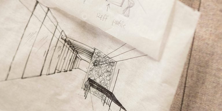 Preliminary sketches by an ECU student team detail workplace design for a Knoll showroom. (Photos by Cliff Hollis)
