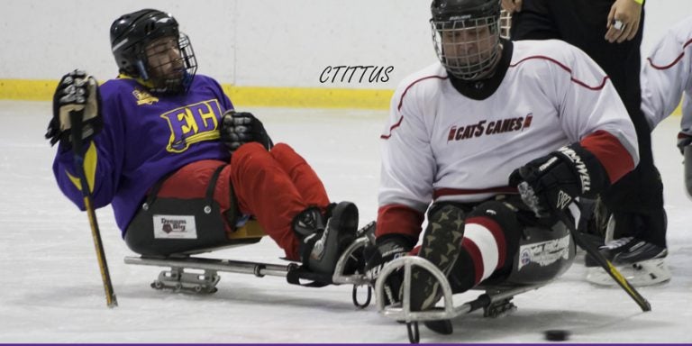 Members of the ECU club hockey team took on the Cat5 Canes during an adapted sports clinic exhibition of sled hockey Oct. 18. (Photos courtesy of Courtney Tittus, team photographer)