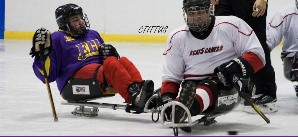 Members of the ECU club hockey team took on the Cat5 Canes during an adapted sports clinic exhibition of sled hockey Oct. 18. (Photos courtesy of Courtney Tittus, team photographer)