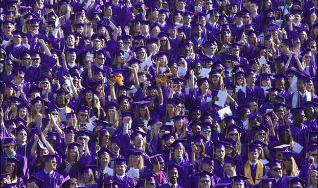 Friends and family cheered as ECU graduates received their degrees at East Carolina University's annual spring commencement, May 6. Commencement speaker Ray Mabus, U.S. Secretary of the Navy, urged graduates to do something bigger than themselves by undertaking service to their schools, their communities, their nation or their world. (Photos by Cliff Hollis)