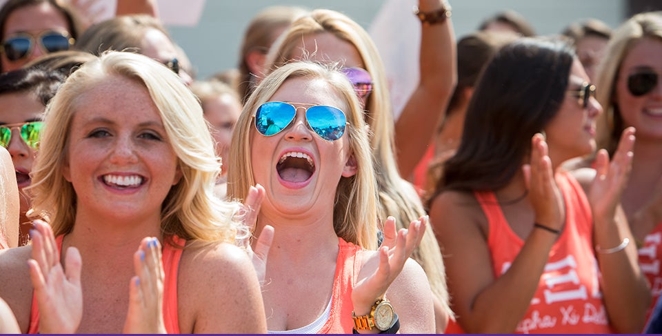 Members of Greek Life welcome new ECU students to the annual convocation and welcome before the startup of the fall semester. Palooza and Student Convocation were held Aug. 23. (Photos by Cliff Hollis)