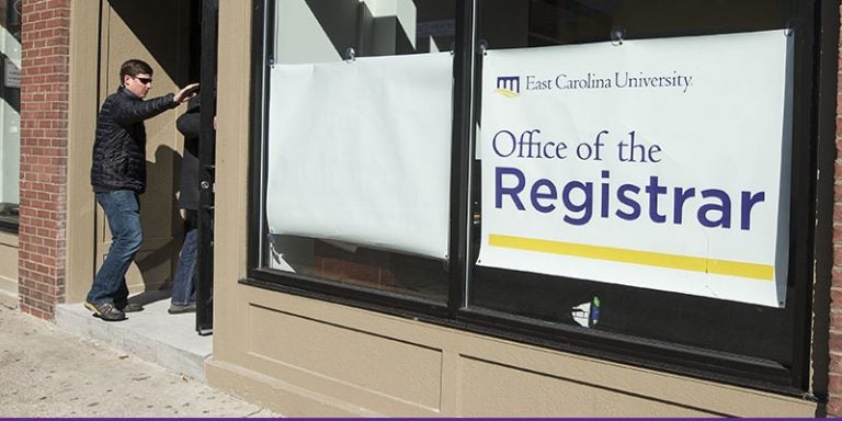 Visitors can find ECU's Office of the Registrar at a new location in downtown Greenville, at 207 E. 5th Street - in a renovated space just a few blocks from campus. (Photos by Cliff Hollis)