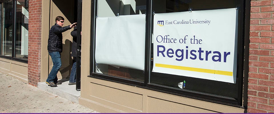 Visitors can find ECU's Office of the Registrar at a new location in downtown Greenville, at 207 E. 5th Street - in a renovated space just a few blocks from campus. (Photos by Cliff Hollis)