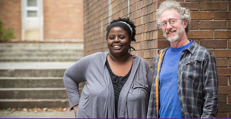 ECU participants in a collaborative research project include coastal resource management doctoral student Zaneta Adme, left, and ECU economics professor Andrew Keeler. They are working with researchers from N.C. State University and UNC - Chapel Hill to examine the feasibility of deriving energy from coastal waters. (Photos by Cliff Hollis)