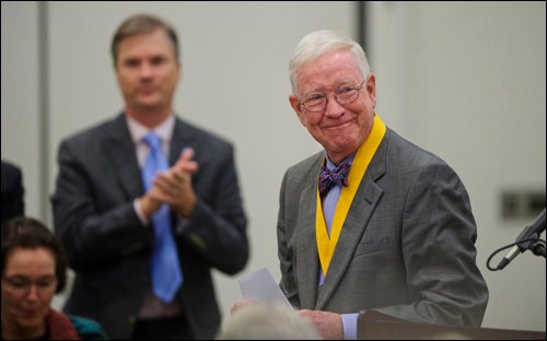 ECU associate vice chancellor for health Sciences Dr. Thomas G. Irons was honored with an Award for Excellence in Public Service from the UNC Board of Governors in October. Irons will deliver the commencement address for the university's annual fall commencement. (Photo by Cliff Hollis)