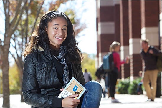 Nurturing a love of writing from an early age, freshman Kellah Jarvis published a novel before she ever arrived at East Carolina University. (Photos by Cliff Hollis)