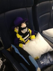 PeeDee believes comfort is important for a 10-hour flight.