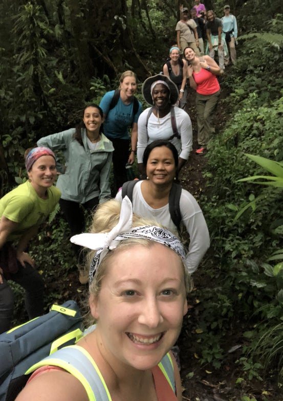 Graduate students in the science education department pose for a photo during the hike.