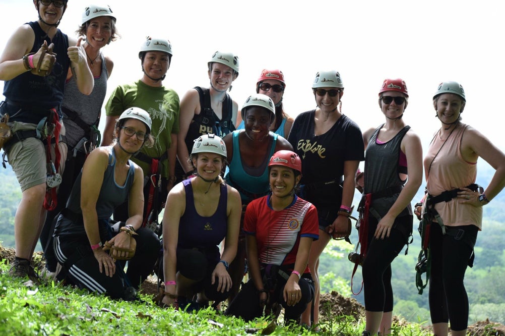 Posing for a photo during the zip-lining adventure