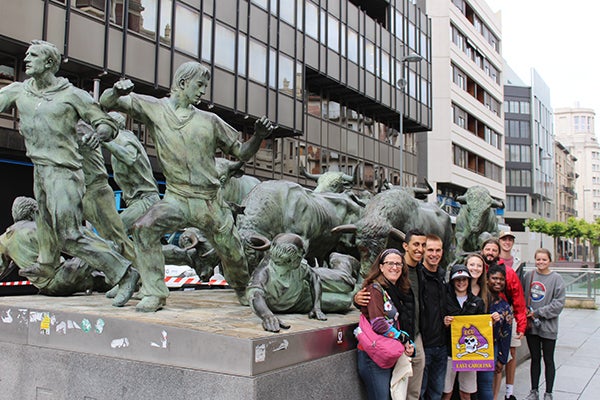 During their study abroad trip to Northern Spain, Ford, Fraley and ECU students visited local monuments.