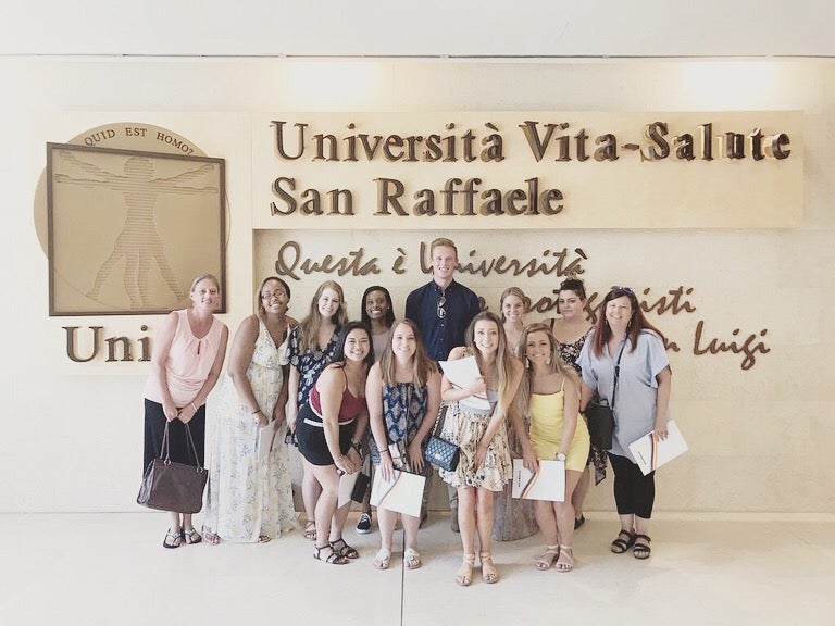 The group outside Universita Vita-Salute San Raffaele