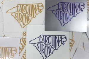 Hinson is selling stickers to help raise money for first responder groups in North Carolina. (Photo contributed by Michael Hinson)