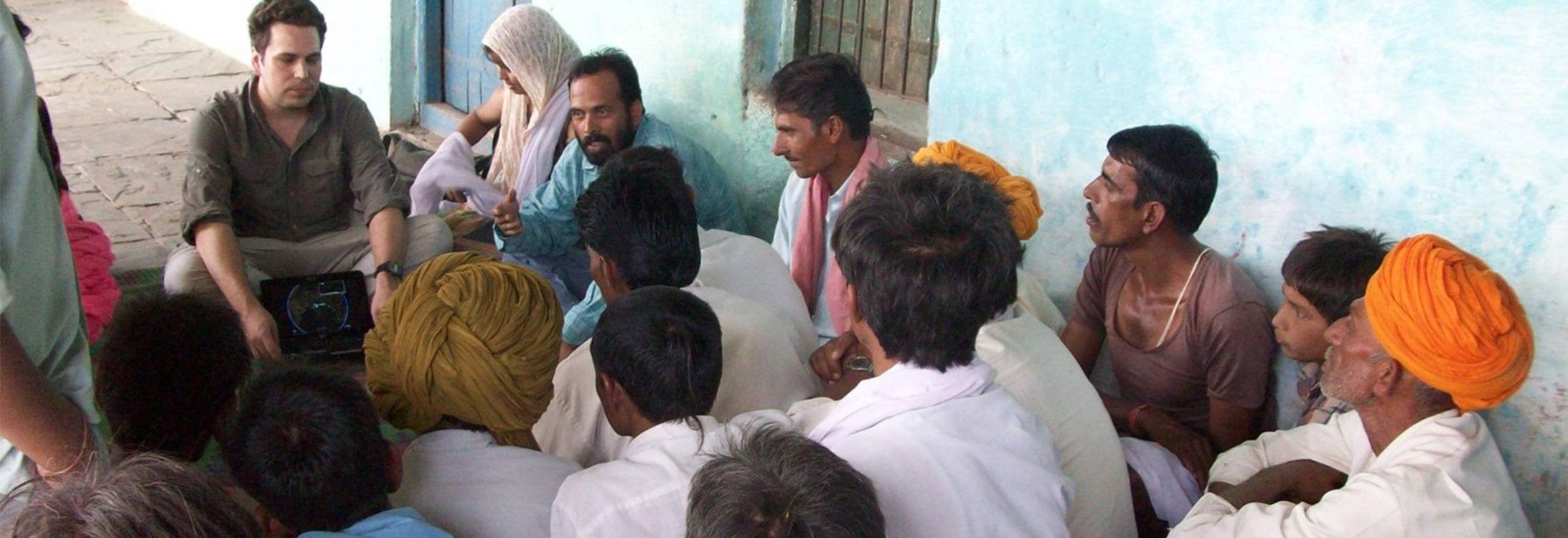 Dr. Stephen Moysey works with villagers in Salri, Madhya Pradesh, India, to understand how agricultural practices impact water sustainability in their watershed. (Contributed photos)