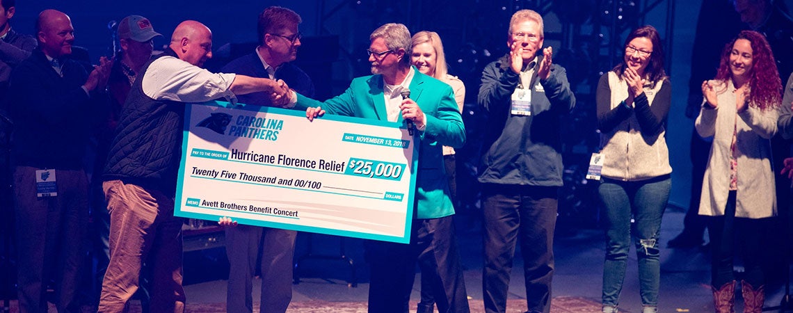 The Carolina Panthers sponsored the Concert for Hurricane Florence Relief and donated $25,000.