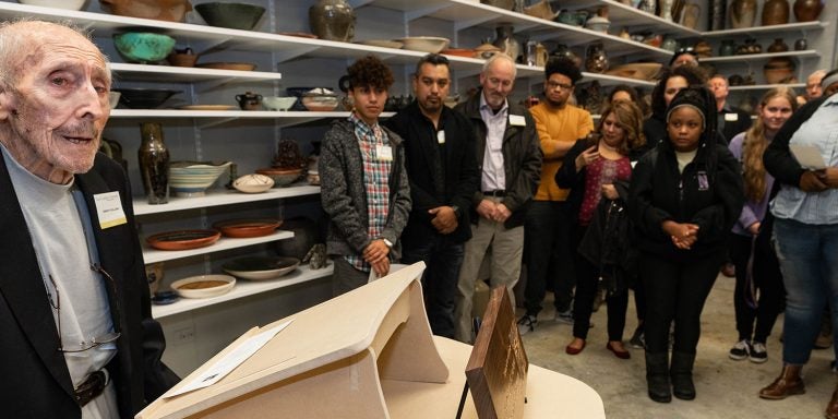 On Nov. 14, the School of Art and Design celebrated the opening of the newly-named Dwight M. Holland Ceramics Classroom where Holland’s pieces will be housed. (Photos by Cliff Hollis)