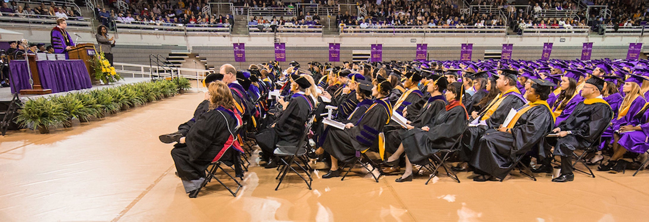 ECU’s Fall Commencement Ceremony will take place Friday, Dec. 14 at 9 a.m. in Minges Coliseum. (Photos by Cliff Hollis)