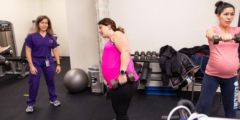 Pregnant women exercising at ECU