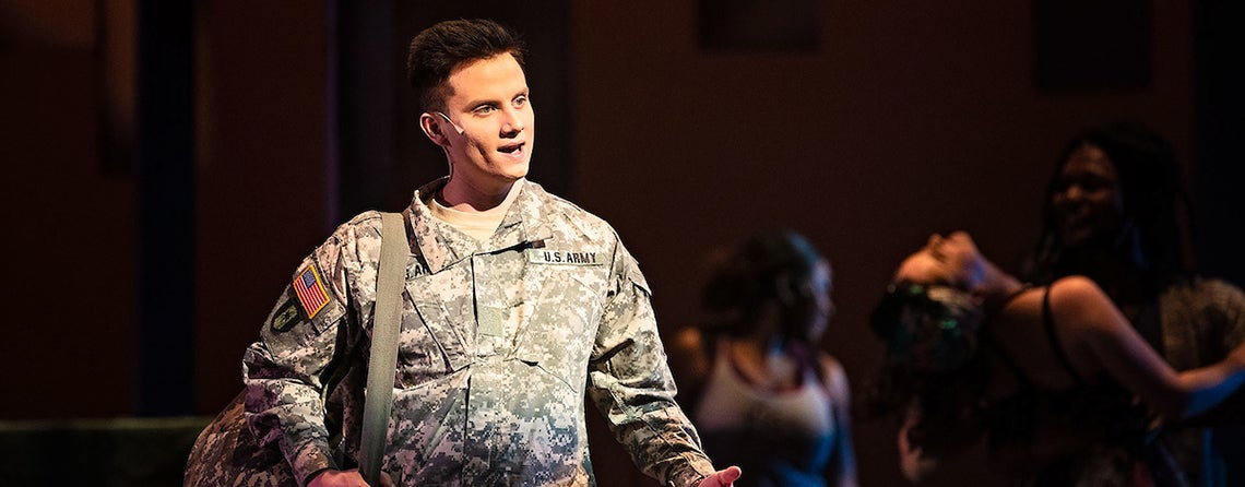 Micah Simmons as Josh, a doctor and Army reservist, in “If/Then.”