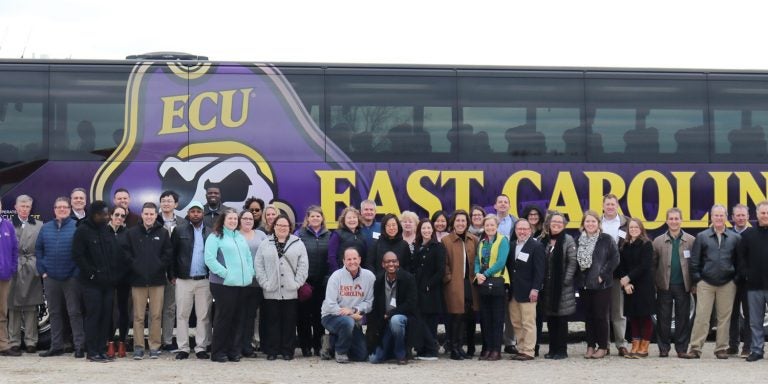 East Carolina University faculty and administrators toured eastern North Carolina over two days as part of the second annual Purple and Golden Bus Tour. The tour is designed to introduce faculty researchers to the culture, geography, heritage, economy and assets of eastern North Carolina. (Photos by Matt Smith)