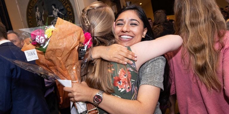 Shayna Mooney reacts after learning she will complete her internal medicine residency at Carlilion Clinic-Virginia Tech School of Medicine.