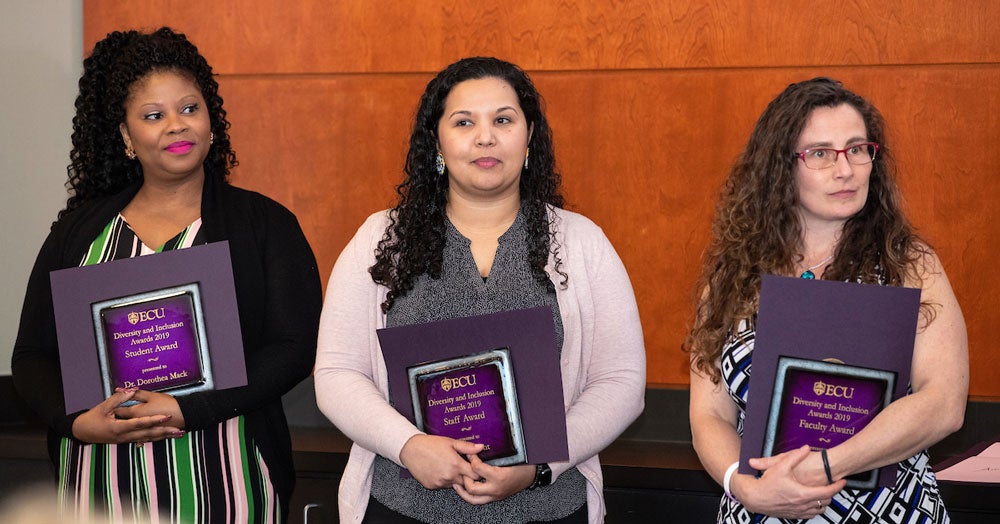 Diversity and Inclusion Award recipients are (from left) Dr. Dorothea Mack, Aleshia Hunt and Dr. Krista McCoy.