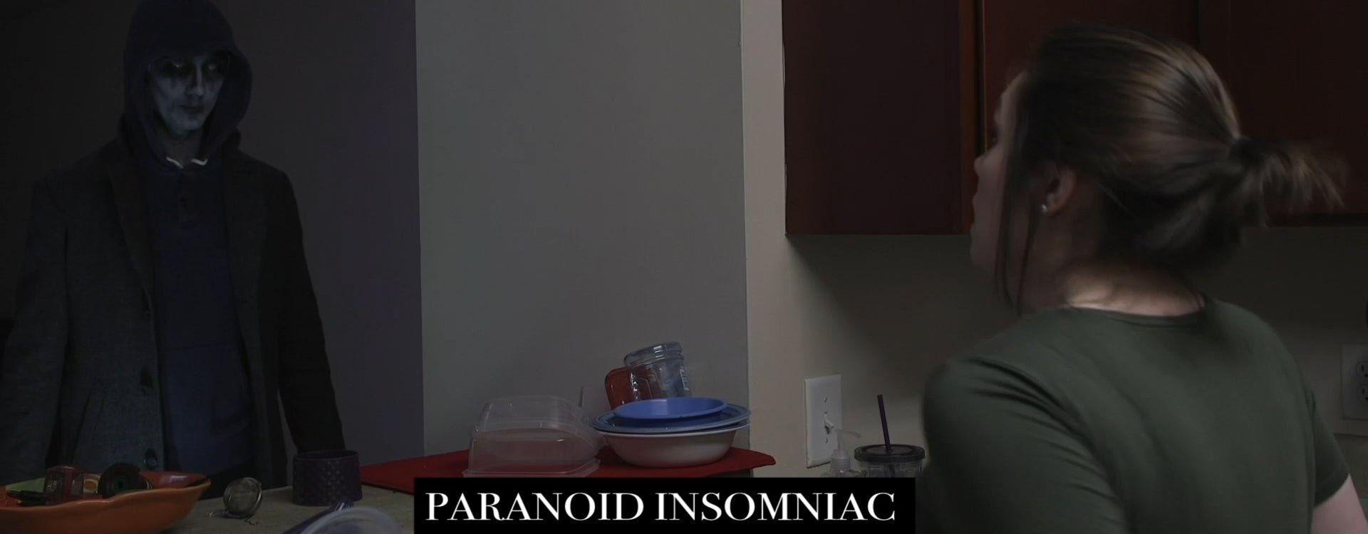 A video still from "Paranoid Insomniac" features hallucinations the main character experiences.