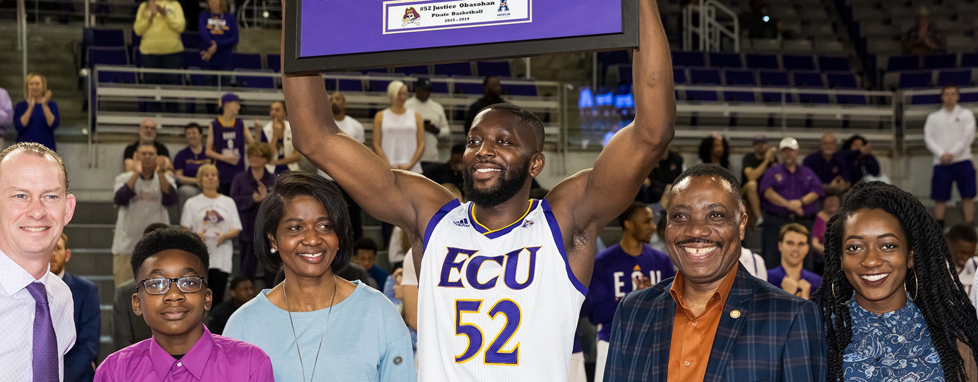 Obasohan was recognized at the March 10 ECU-UConn game as one of the Pirates' three seniors.