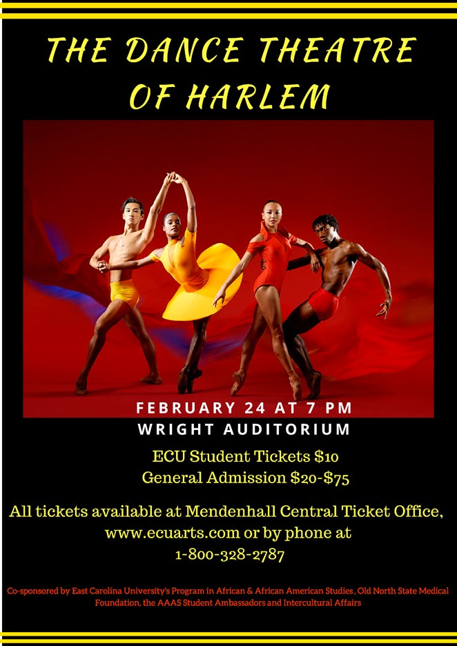 ECU will welcome the Dance Theatre of Harlem to campus for a special presentation during Black History Month.