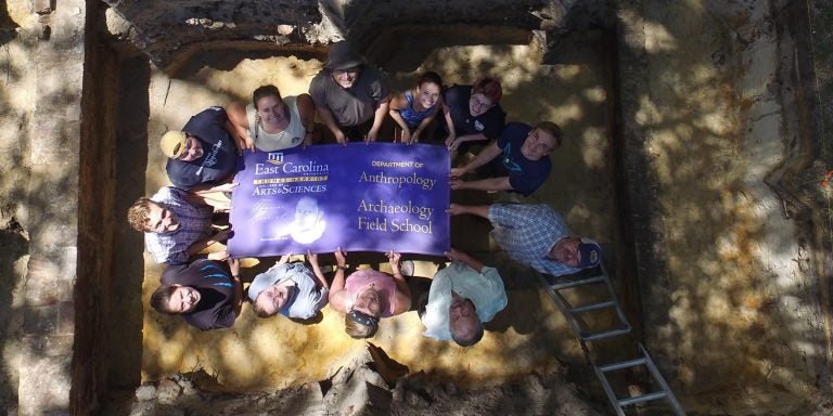 A dozen ECU students spent four weeks this summer excavating the remains of a previously unknown 18th century tavern near Southport. <br>(Photo courtesy of Drew Conca, Brunswick Town Historic Site)