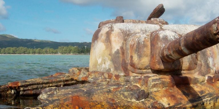 An M4 Sherman tank rusts by the shore of a beach on Saipan, a remnant of the island’s history during World War II. East Carolina University researchers Anne Ticknor and Jennifer McKinnon will lead workshops on Saipan’s military history next summer for 72 K-12 educators. (Photos courtesy of Jennifer McKinnon)