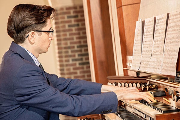 Schodt plays the Fisk organ at Saint Paul’s Episcopal Church.