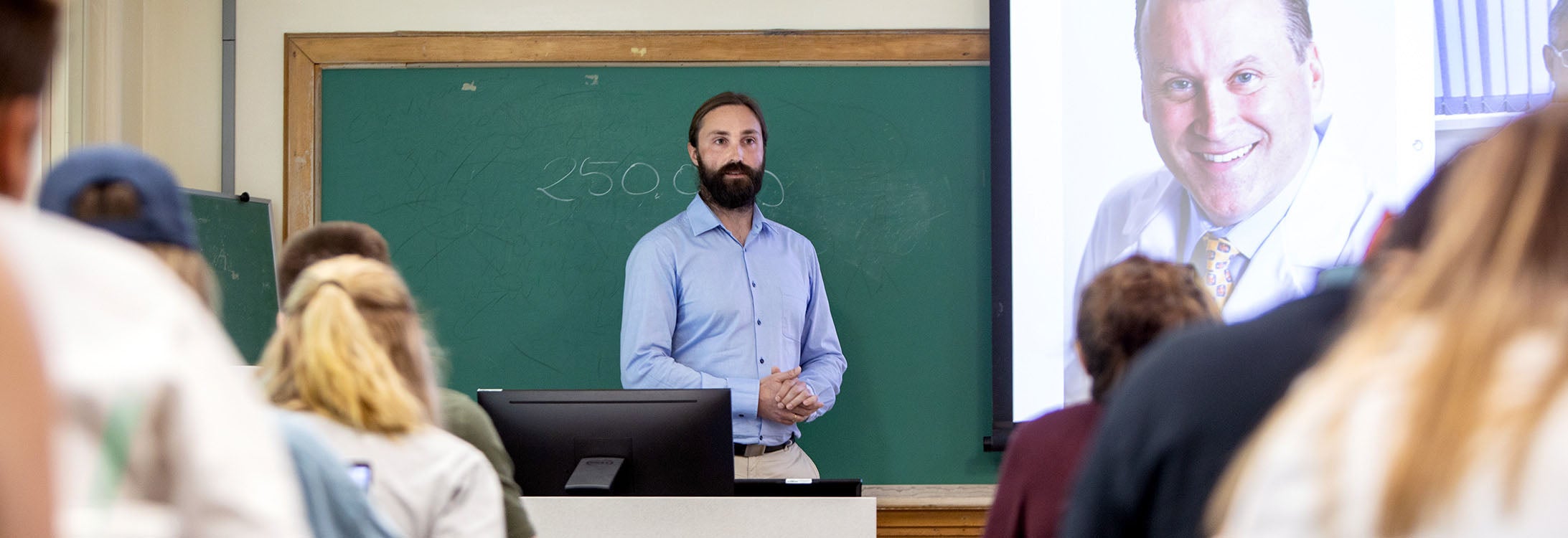 Dr. Adam Nowakowski from Krosno State College in Poland teaches intercultural communication in ECU’s Joyner East. (Photo by Rhett Butler)