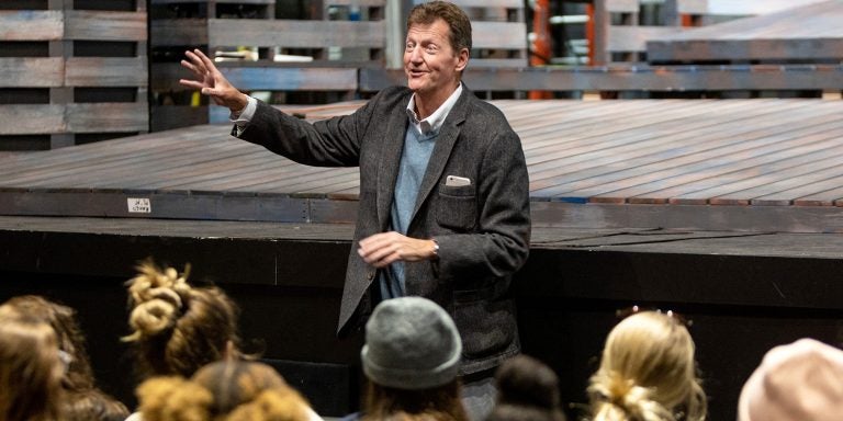 Howell Binkley, ECU alumnus and Tony Award-winning lighting designer, speaks to theater and dance students in McGinnis Theatre on Nov. 8. (Photos by Rhett Butler)