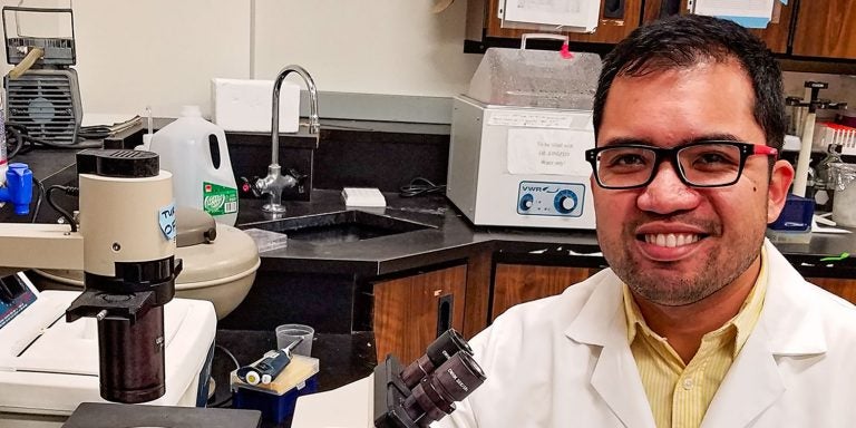 ECU postdoctoral scholar Byron Aguilar is studying a compound that could help Alzheimer’s patients. (Photos by Doug Boyd)