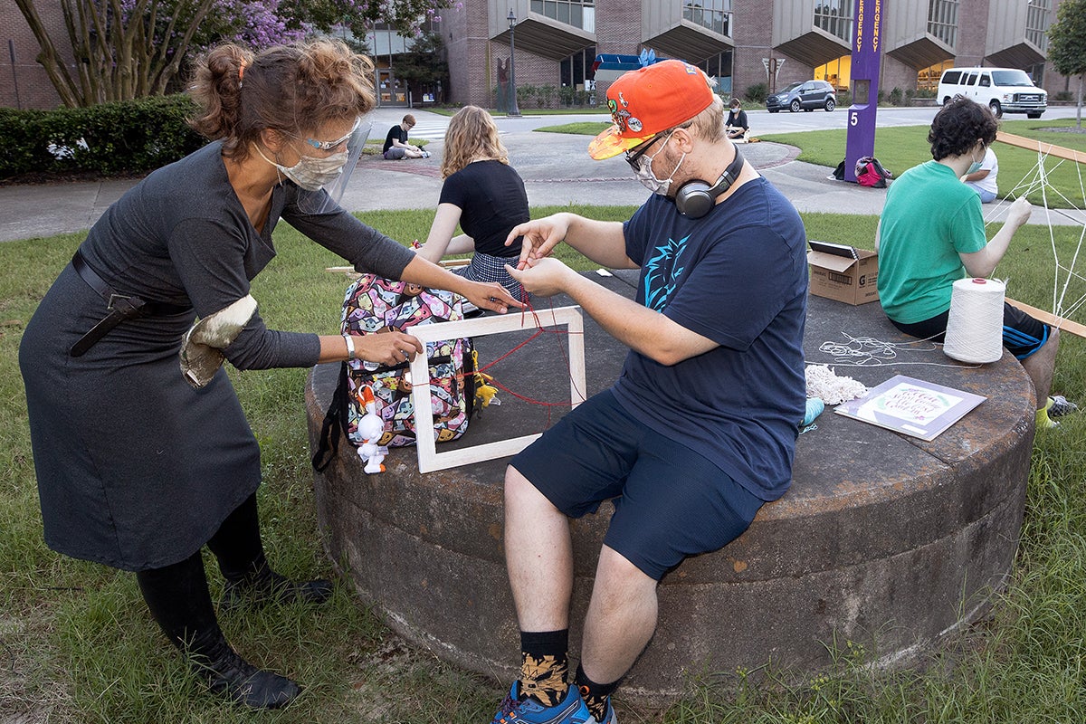 School of Art and Design students work on an art activity. 