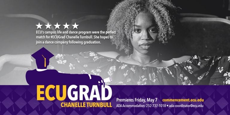 ECU's campus life and dance program were the perfect match for graduate Chanelle Turnbull. She hopes to join a dance company following graduation.