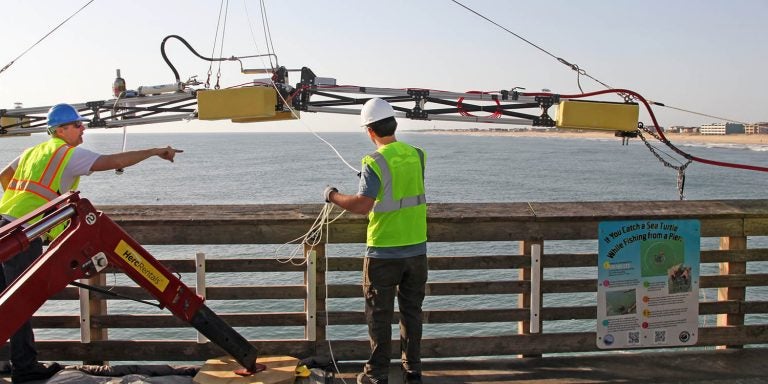 The Mark Zero device is deployed from Jennette’s Pier during the Waves to Water Prize DRINK Finale.