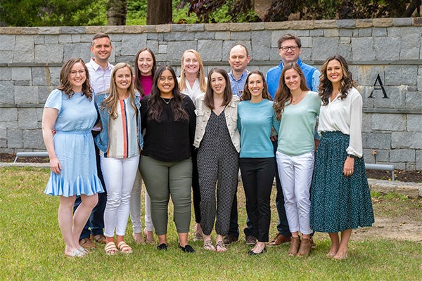 The College of Nursing’s first cohort in Doctor of Nurse Practitioner Nurse Anesthesia gathered at the edge of ECU’s campus last week to mark their completion of the program.