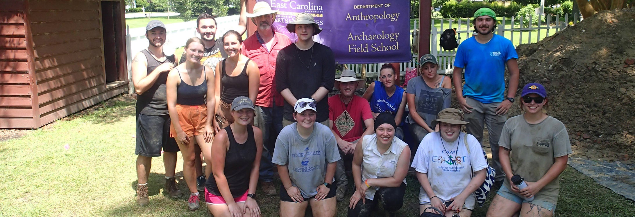 ECU’s summer field school in historical archaeology, hosted by Harriot College’s Department of Anthropology, included 15 undergraduate students and three graduate students who researched the 18th century Palmer-Marsh house in Bath.