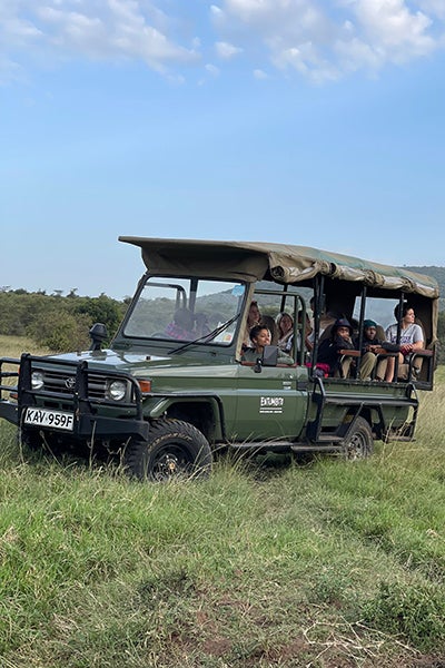 ECU students on safari during their study abroad trip to Kenya. 