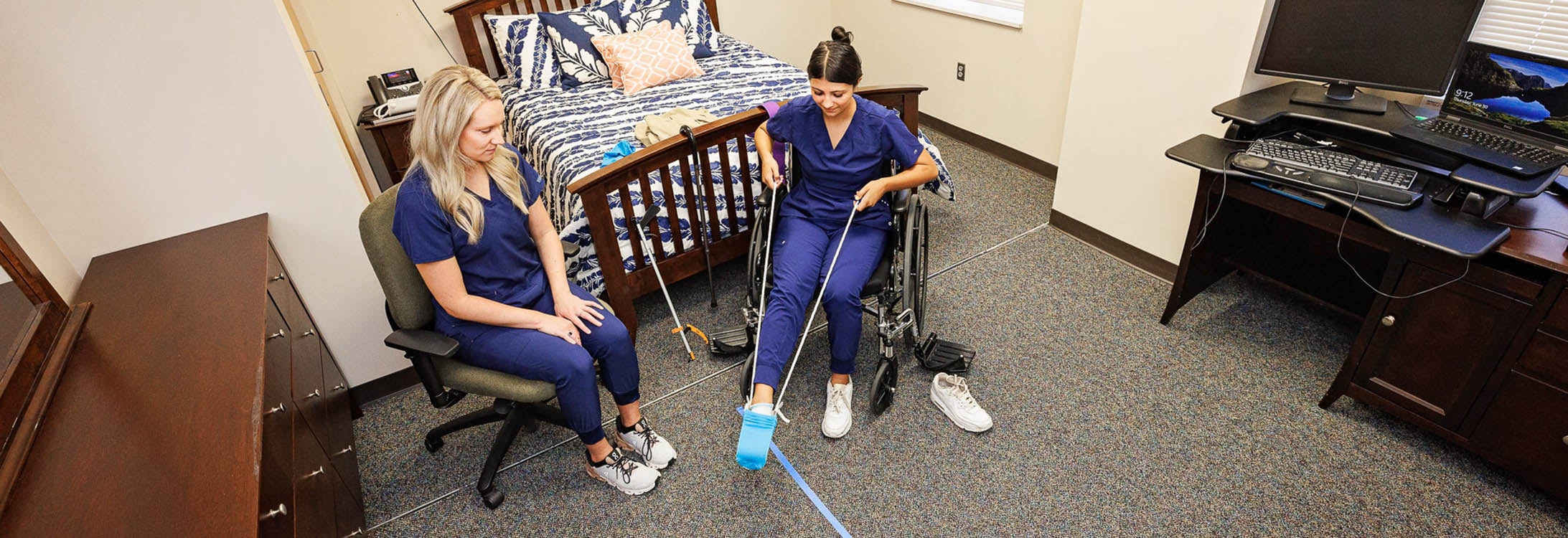 ECU occupational therapy students practice guiding patients through life tasks in the College of Allied Health’s simulated apartment, where students use hands-on approaches to learn occupational therapy skills.