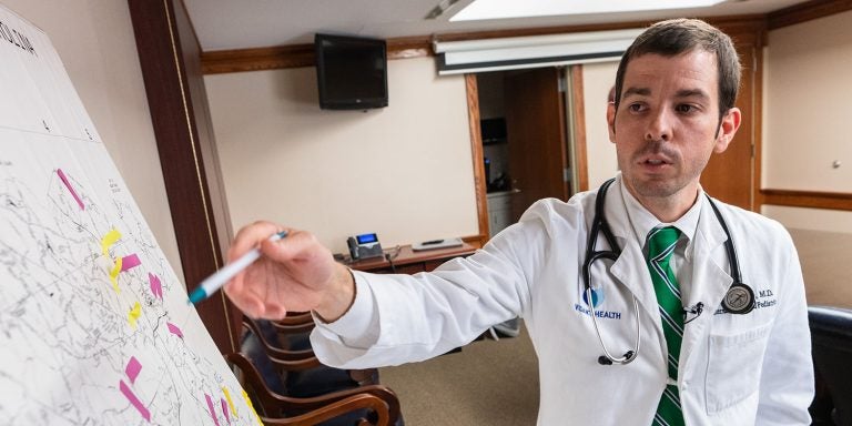 Brody School of Medicine graduate Dr. Jon Kornegay helped to lead health care delivery efforts in the rural Duplin County after flooding and destruction from Hurricane Florence in 2018 blocked roads and knocked out power at Vidant Duplin Hospital.